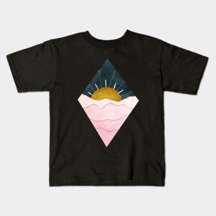 Diamond Pink and Gold Sunset (dark background) Kids T-Shirt